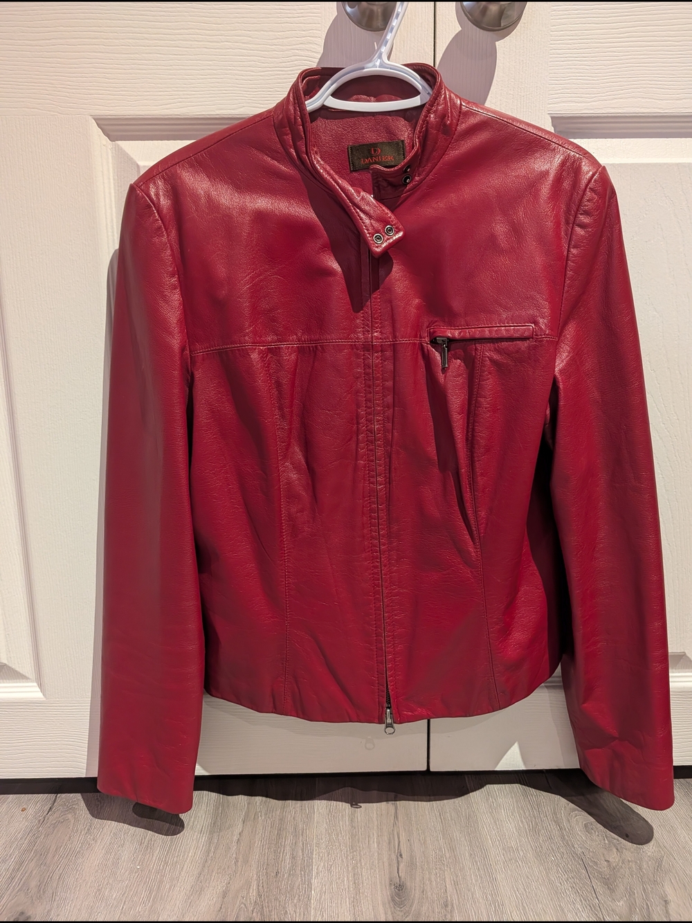 Danier Red Leather Zip-Front Women's Jacket